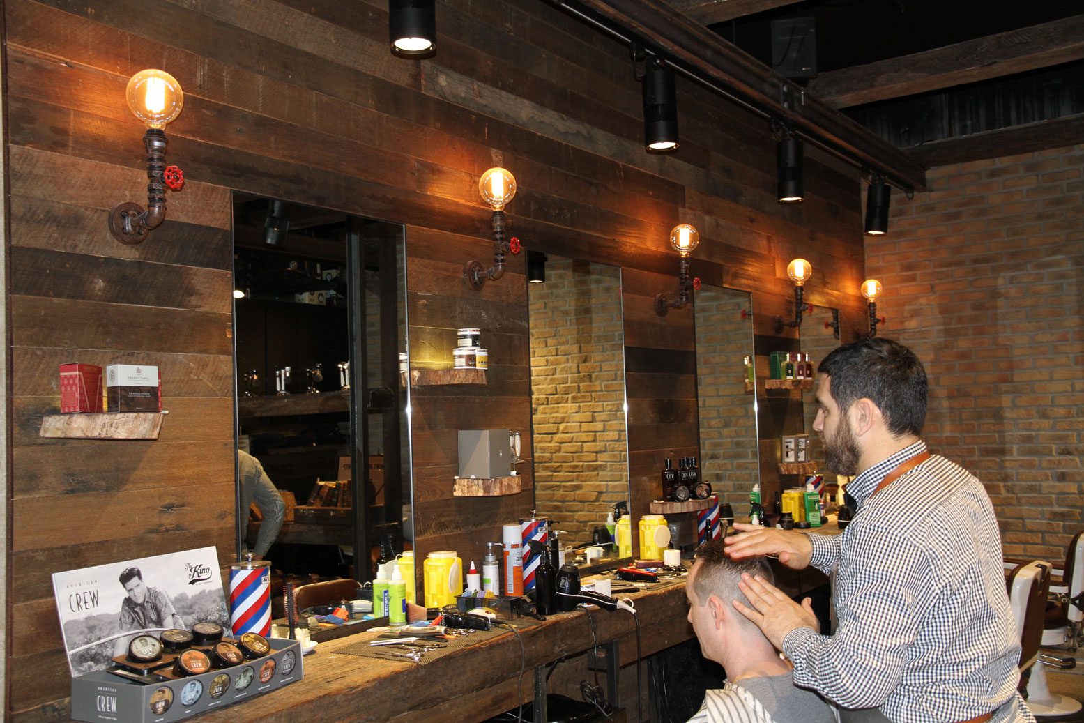 Ironwood recycled wall cladding inside hairdressers salon