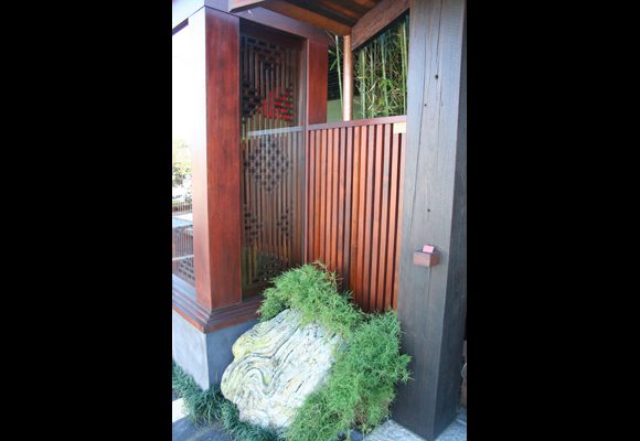 Koi Japanese recycled timber wall exterior